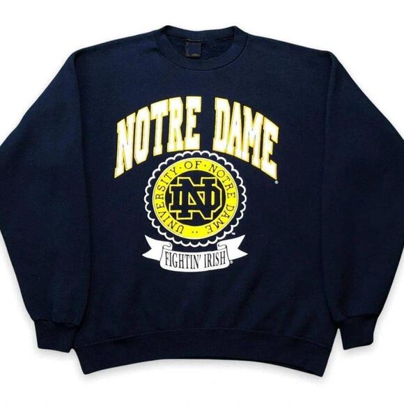 Tops - Notre Dame University Collegiate 90S Navy Sweatshirt Jk4363